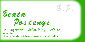 beata postenyi business card